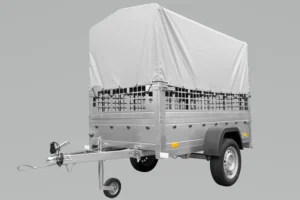 Grande Remorque 230X125 Avec Bâche Haute Grise, Ridelles Grillagées Et Roue Jockey – Garden Trailer 230 Kipp